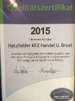 Qualitätszertifikat 2015