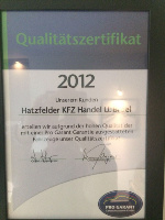 Qualitätszertifikat 2012